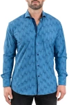Maceoo Einstein Stretch Optical Button-up Shirt In Blue