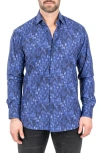 Maceoo Einstein Stretch Pixelated Button-up Shirt In Purple