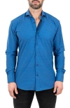 Maceoo Einstein Stretch Spectecal Button-up Shirt In Blue