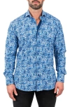 Maceoo Einstein Stretchie Cubes Button-up Shirt In Blue