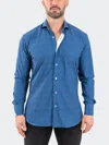 Maceoo Einstein Stretch Oceanic Button-up Shirt In Blue