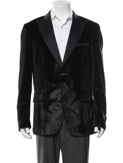 Pre-owned Maceoo Embroidered Accent Blazer W/ Tags In Black