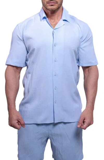 Maceoo Everyday Sky Blue Short Sleeve Button-up Shirt