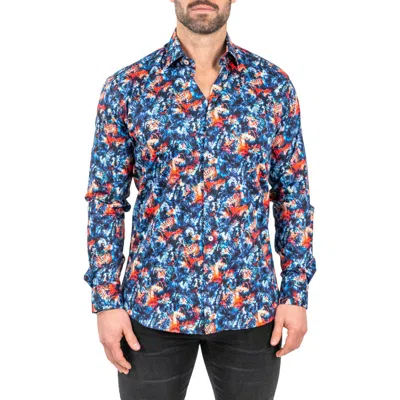 Maceoo Fibonacci Absolem Blue Contemporary Fit Button-up Shirt