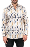 Maceoo Fibonacci Abstract Print Contemporary Fit Button-up Shirt In Brown