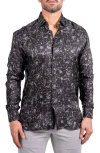 Maceoo Fibonacci Ascension 0208 Skull Print Contemporary Fit Button-up Shirt In Black