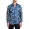 Maceoo Fibonacci Ascension 0220 Pin-up Print Contemporary Fit Button-up Shirt In Blue