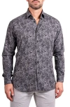 Maceoo Fibonacci Ascension 0252 Paisley Contemporary Fit Button-up Shirt In Black