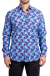 Maceoo Fibonacci Ascension Contemporary Fit Button-up Shirt In Blue