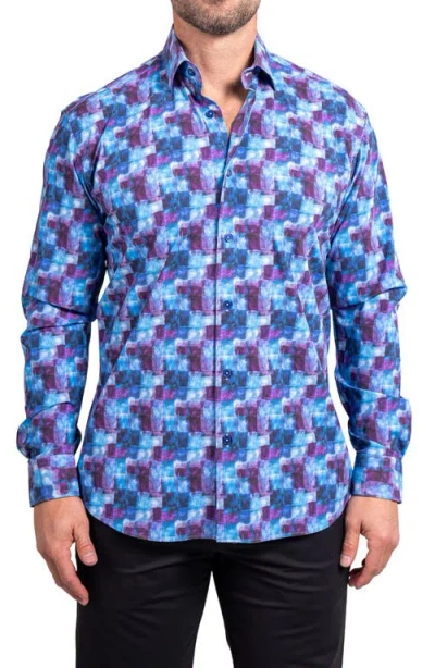 Maceoo Fibonacci Ascension Contemporary Fit Button-up Shirt In Blue