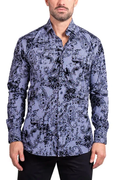 Maceoo Fibonacci Ascension Contemporary Fit Button-up Shirt In Blue