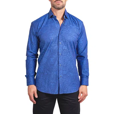 Maceoo Fibonacci Ascension Contemporary Fit Button-up Shirt In Blue