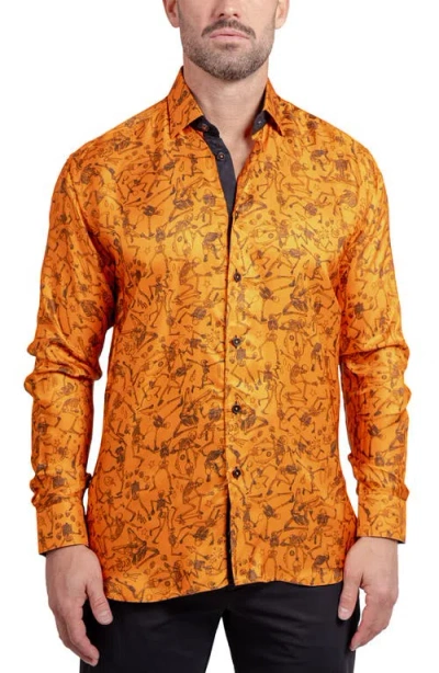 Maceoo Fibonacci Ascension Contemporary Fit Button-up Shirt In Orange