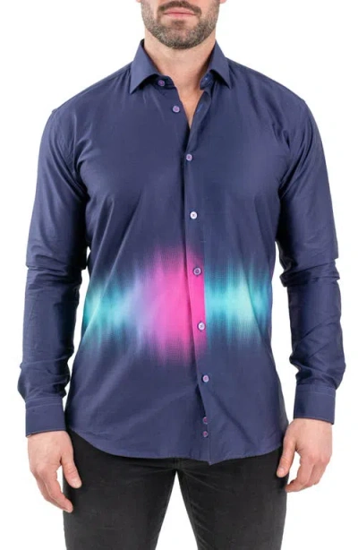 Maceoo Fibonacci Aurora Purple Contemporary Fit Button-up Shirt