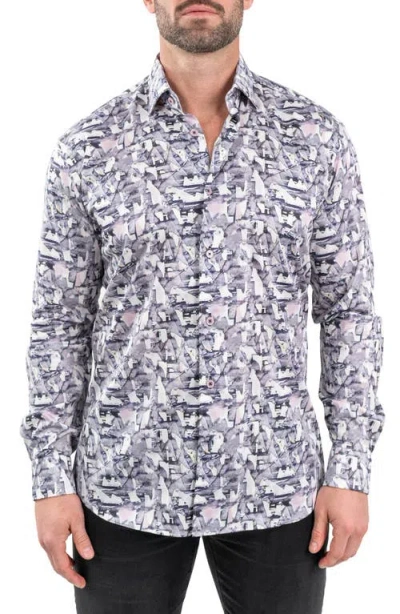 Maceoo Fibonacci Birch White Contemporary Fit Button-up Shirt