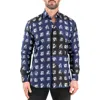 Maceoo Fibonacci Bulldog Print Contemporary Fit Button-up Shirt In Blue