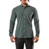 Maceoo Fibonacci Green Micropattern Stretch Cotton Blend Button-up Shirt In Green