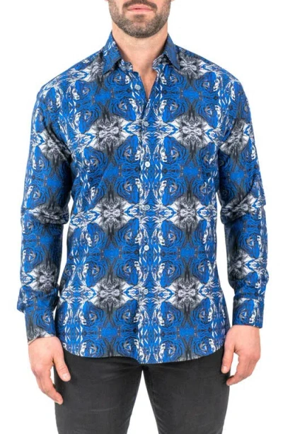 Maceoo Fibonacci Hiddentiger Blue Contemporary Fit Button-up Shirt