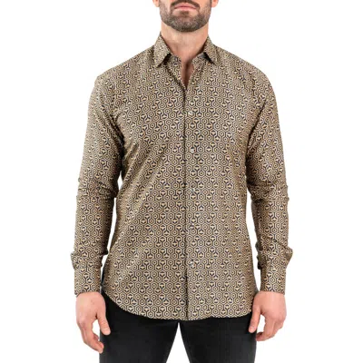 Maceoo Fibonacci Honeycomb Black Contemporary Fit Button-up Shirt