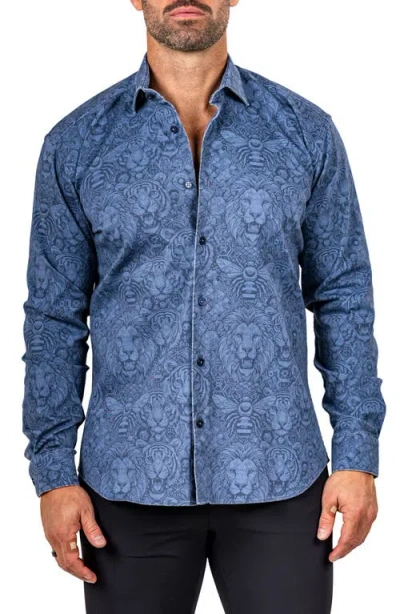 Maceoo Fibonacci Marthy Contemporary Fit Button-up Shirt In Blue