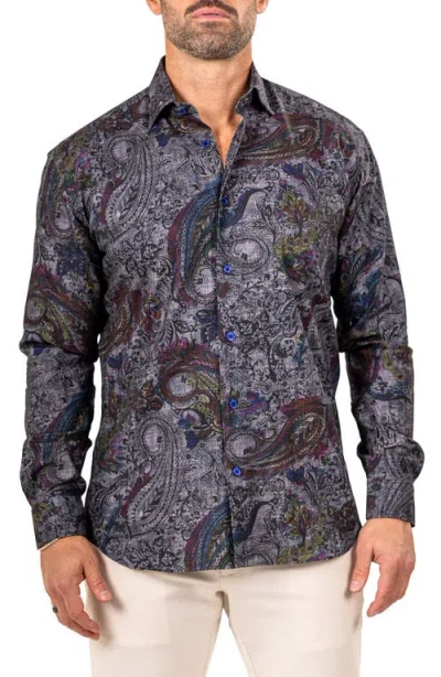 Maceoo Fibonacci Marthyr 0256 Paisley Contemporary Fit Button-up Shirt In Brown