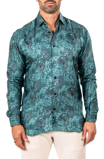 Maceoo Fibonacci Marthyr 0259 Contemporary Fit Button-up Shirt In Green