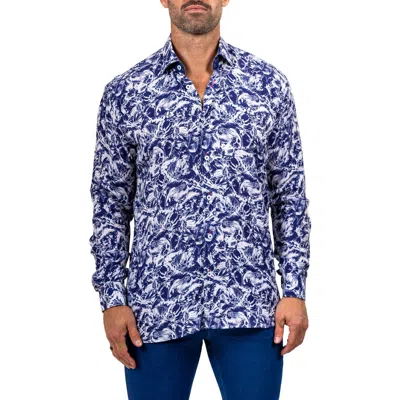 Maceoo Fibonacci Marthyr 0265 Contemporary Fit Button-up Shirt In Blue