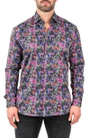 Maceoo Fibonacci Nineties Black Contemporary Fit Button-up Shirt In Black