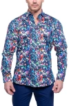 Maceoo Fibonacci Resistance Black Contemporary Fit Cotton Button-up Shirt In Blue