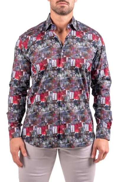 Maceoo Fibonacci Resistance Black Contemporary Fit Cotton Button-up Shirt