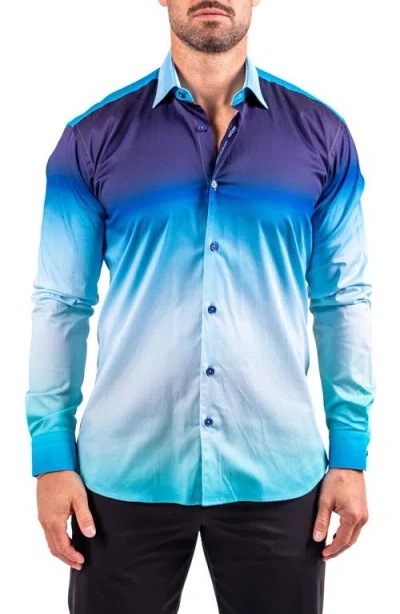 Maceoo Fibonacci Resistance Contemporary Fit Button-up Shirt In Blue