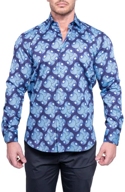 Maceoo Fibonacci Resistance Contemporary Fit Button-up Shirt In Blue