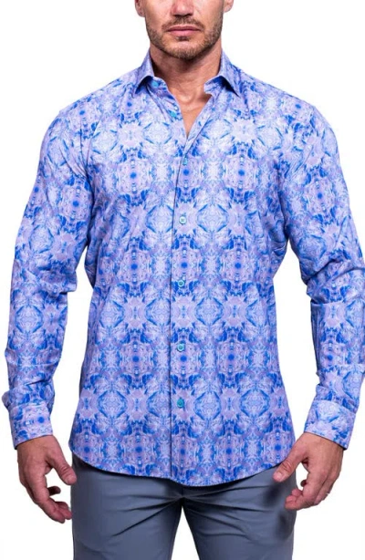 Maceoo Fibonacci Resistance Contemporary Fit Button-up Shirt In Blue