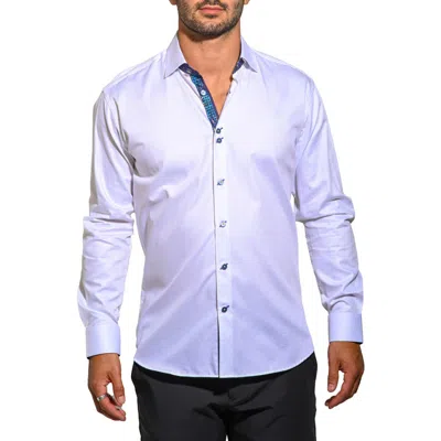 Maceoo Fibonacci Resistance Contemporary Fit Cotton Button-up Shirt In White