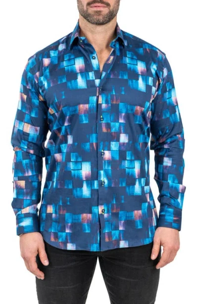 Maceoo Fibonacci Sensored Contemporary Fit Button-up Shirt In Blue