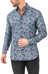 Maceoo Fibonacci Skullpatch Contemporary Fit Button-up Shirt In Grey