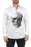 Maceoo Fibonacci Skullpoints Contemporary Fit Button-up Shirt In White