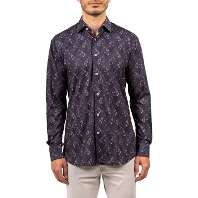 Maceoo Fibonacci Stretch Ascension 3315 Contemporary Fit Button-up Shirt In Blue