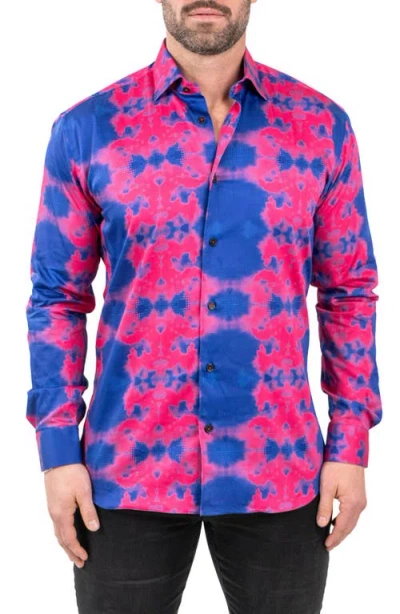 Maceoo Fibonacci Temperate Contemporary Fit Button-up Shirt In Blue