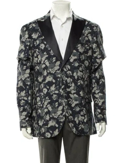 Pre-owned Maceoo Floral Print Blazer W/ Tags In Blue