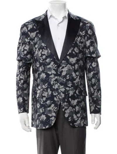 Pre-owned Maceoo Floral Print Blazer W/ Tags In Blue