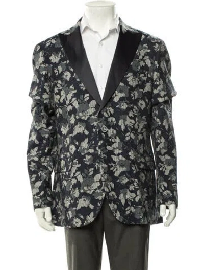 Pre-owned Maceoo Floral Print Blazer W/ Tags In Blue