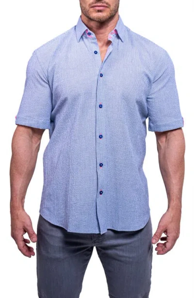 Maceoo Galileo Aristocrat Luxe Stretch Cotton Seersucker Short Sleeve Button-up Shirt