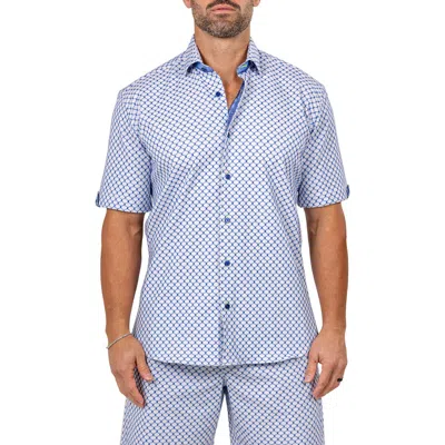 Maceoo Galileo Marthy Short Sleeve Button-up Shirt In Blue