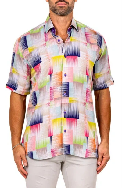 Maceoo Galileo Marthy Short Sleeve Button-up Shirt In Multi
