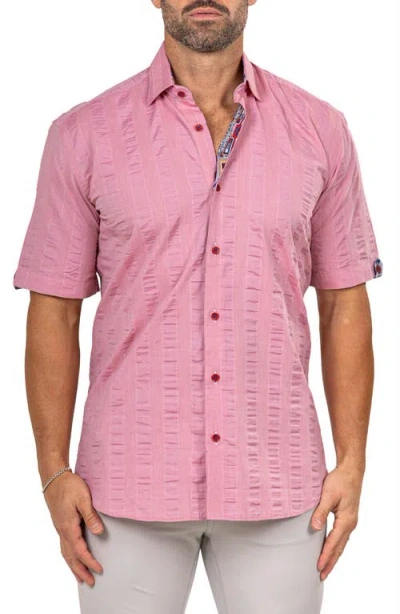 Maceoo Galileo Marthy Short Sleeve Button-up Shirt In Pink
