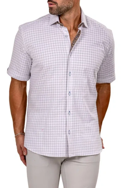 Maceoo Galileo Marthy Short Sleeve Button-up Shirt In Purple