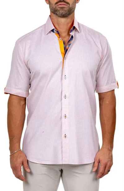 Maceoo Galileo Marthy Short Sleeve Cotton Button-up Shirt In Purple