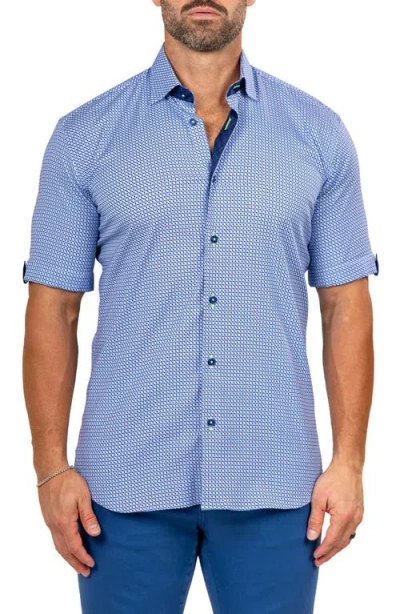 Maceoo Galileo Marthyr0224 Blue Short Sleeve Button-up Shirt
