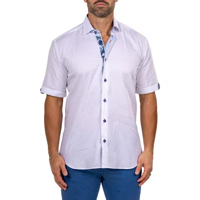 Maceoo Galileo Marty Short Sleeve Cotton Button-up Shirt In White